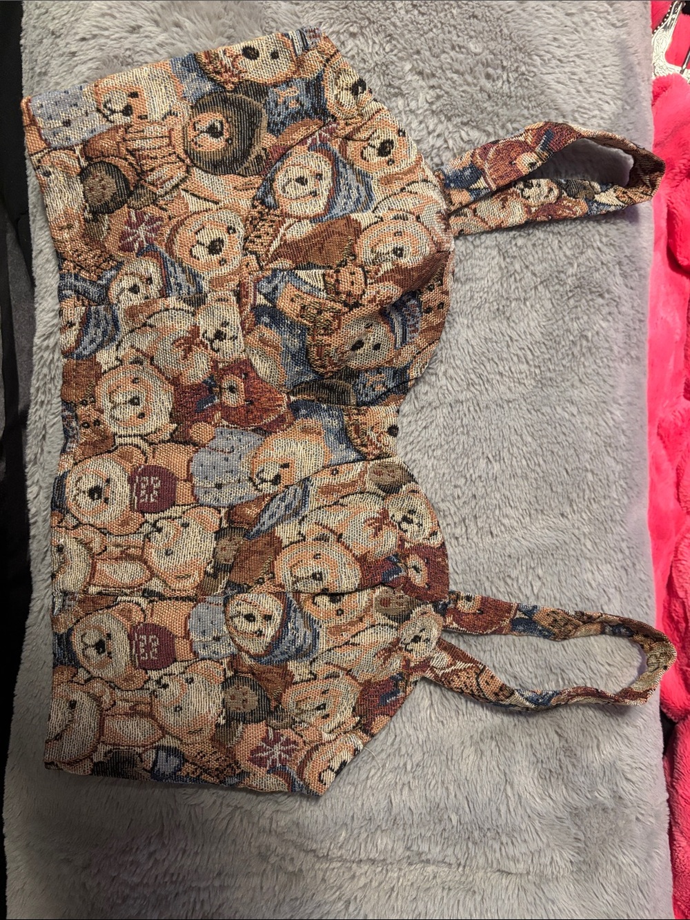 SHEIN Multicolor Teddy Print Cropped Tank Top